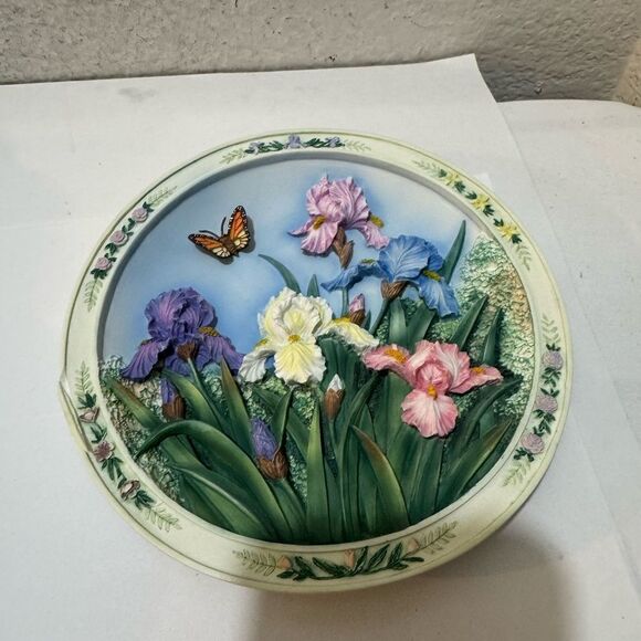 Lena Liu's Beautiful Gardens "The Iris Garden" 3-D Collector Plate - No. E2896 - Picture 1 of 5